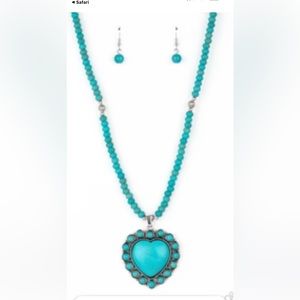 Paparazzi turquoise necklace with matching earrings.